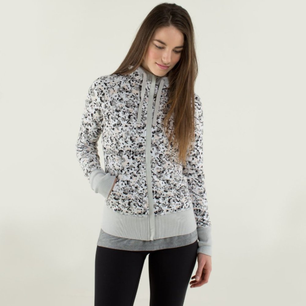 Lululemon After Asana Zip Front Hoodie In Silver Spoon Print | 6